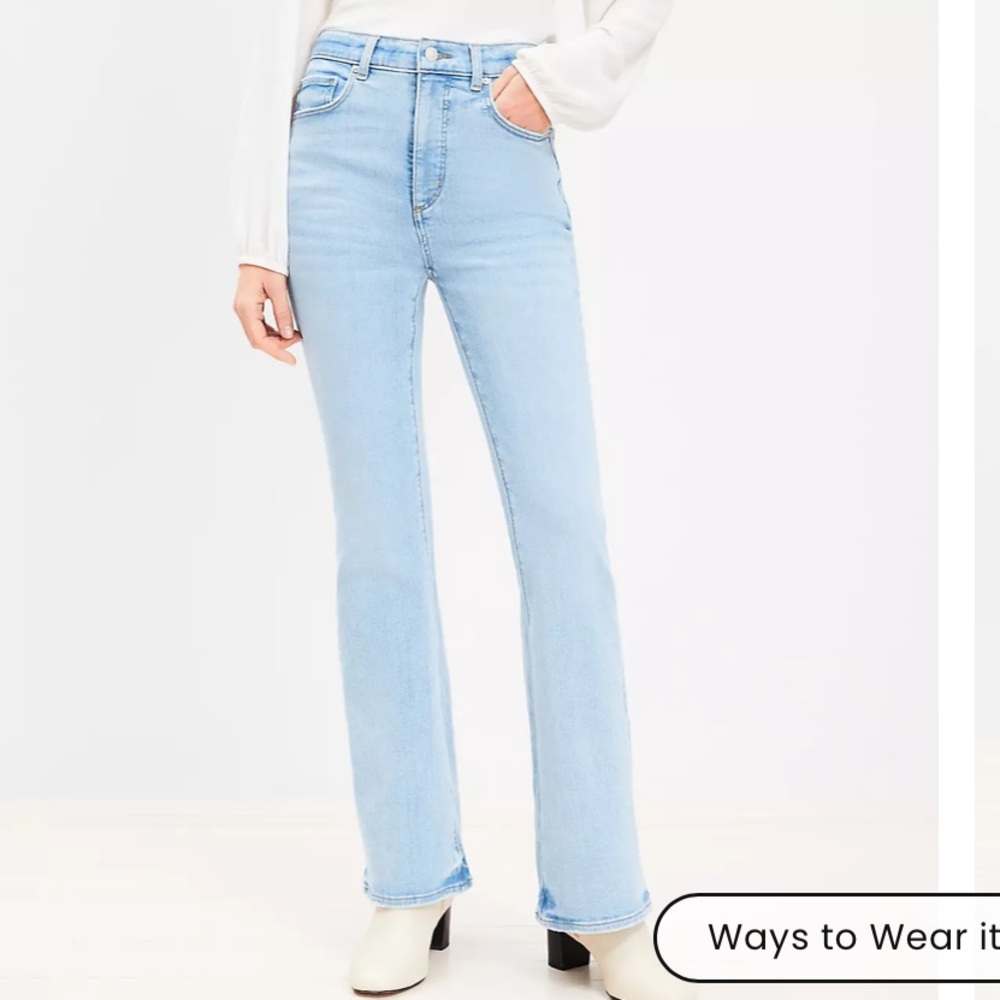Loft High Rise Slim Flare Jeans in Light Wash. size 29 (8). Great condition